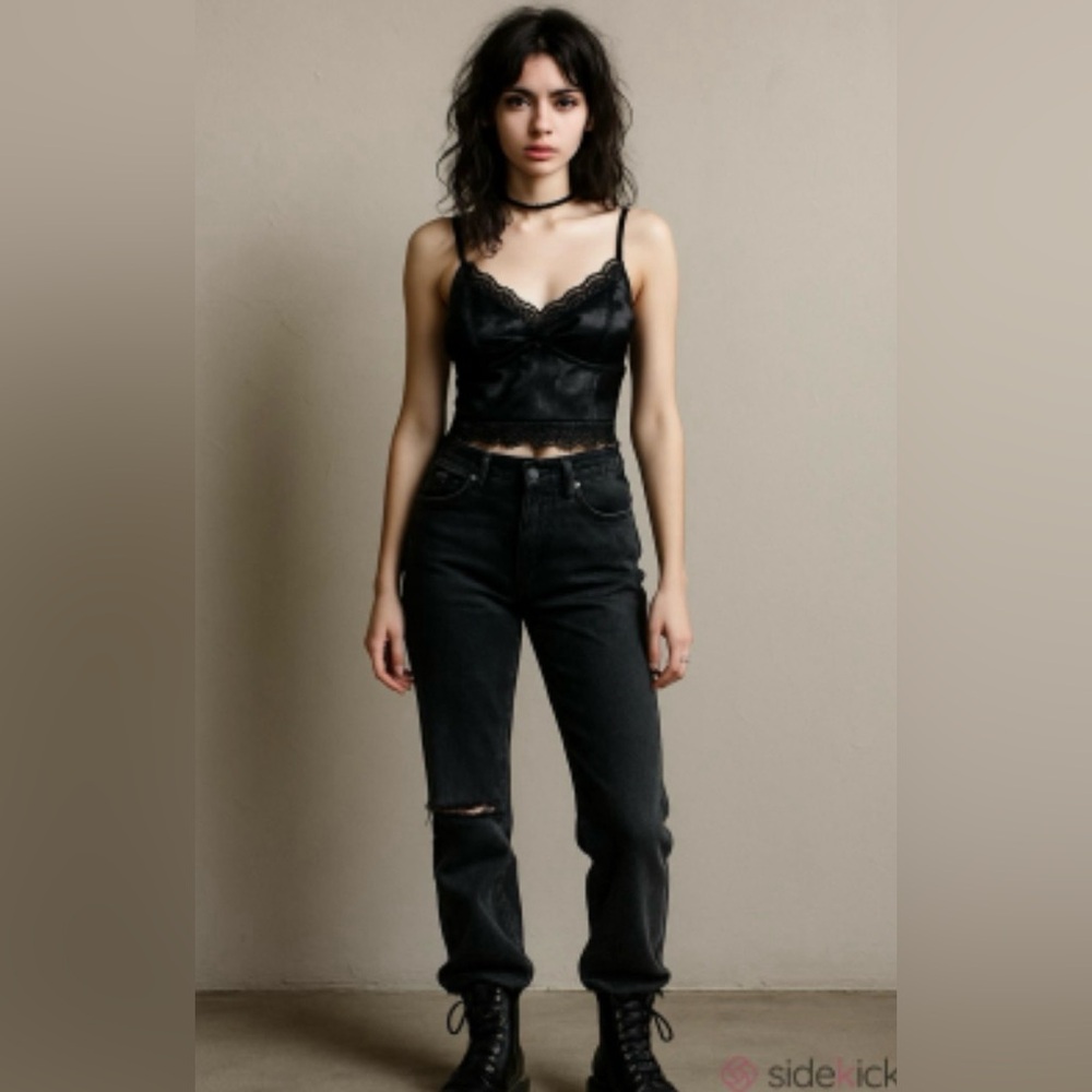 Y2K Black Lace Floral Bralette SZ XS Dark Romance Fairy Grunge Whimsigoth Edgy